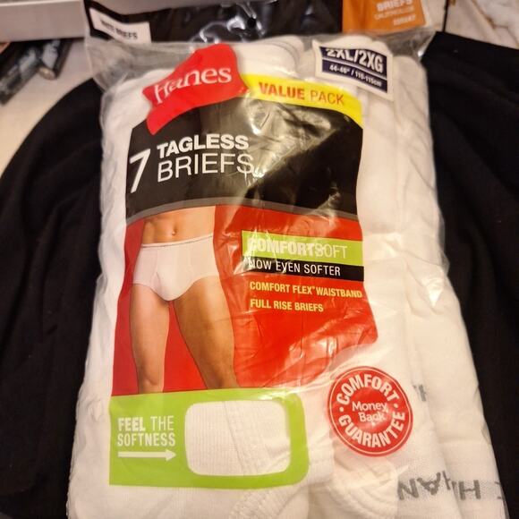Hanes 7 Pack Mens White Classic Full Rise Briefs Sz 2XL Tagless 100% Cotton New - Picture 1 of 5